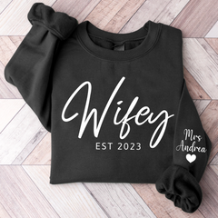 Lofaris Customized Wifey Est Sweatshirt Engagement Bridal Shower Gift for Bride New Wife