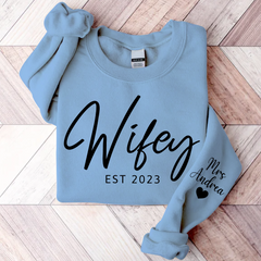 Lofaris Customized Wifey Est Sweatshirt Engagement Bridal Shower Gift for Bride New Wife