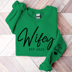 Lofaris Customized Wifey Est Sweatshirt Engagement Bridal Shower Gift for Bride New Wife