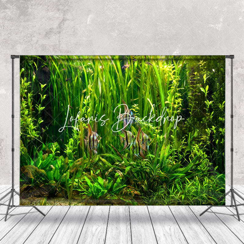 Lofaris Cute Angelfish Green Seaweeds Summer Photo Backdrop