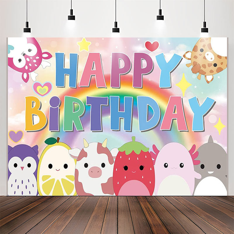 Lofaris Cute Animals Rainbow Bokeh Axolotl Birthday Backdrop