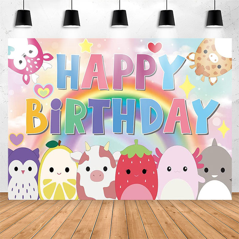 Lofaris Cute Animals Rainbow Bokeh Axolotl Birthday Backdrop