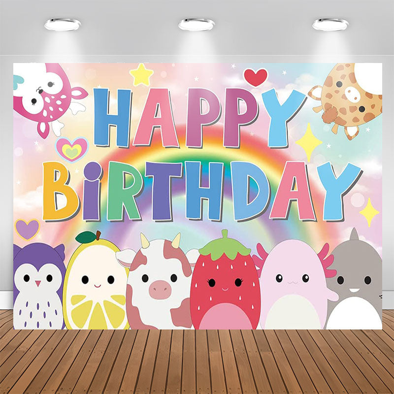 Lofaris Cute Animals Rainbow Bokeh Axolotl Birthday Backdrop