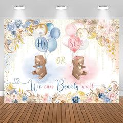 Lofaris Cute Bear Floral Balloon Boho Baby Shower Backdrop