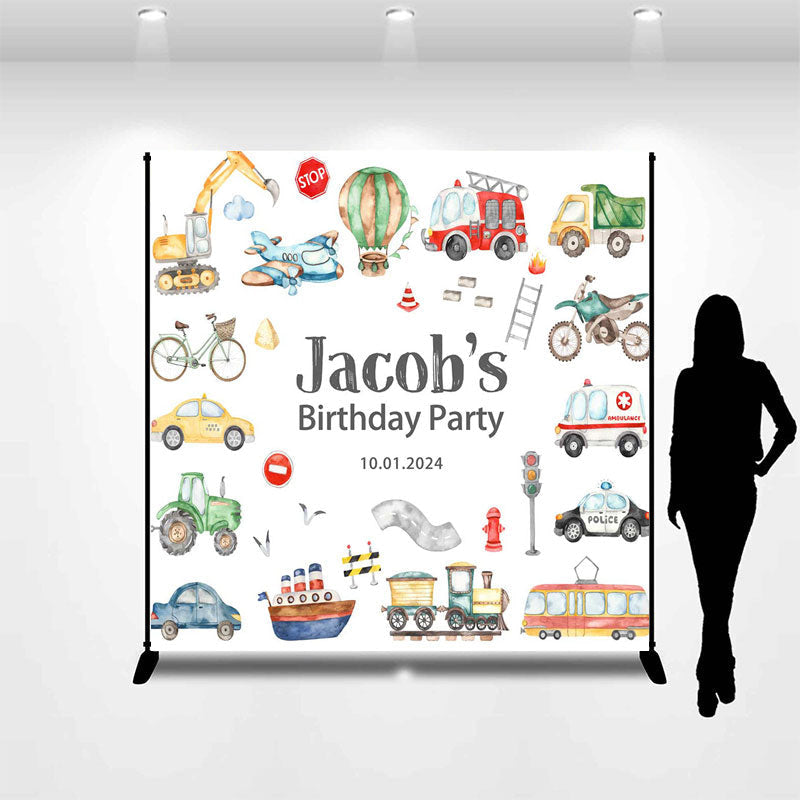 Lofaris Cute Car Trucks Ship Bird Custom Birthday Backdrop