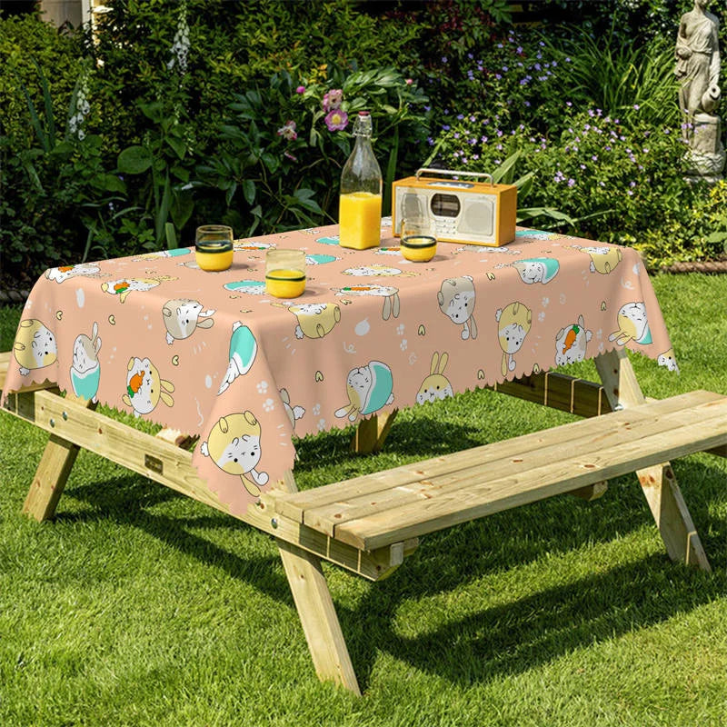 Lofaris Cute Carrot Rabit Dining Room Rectangle Tablecloth