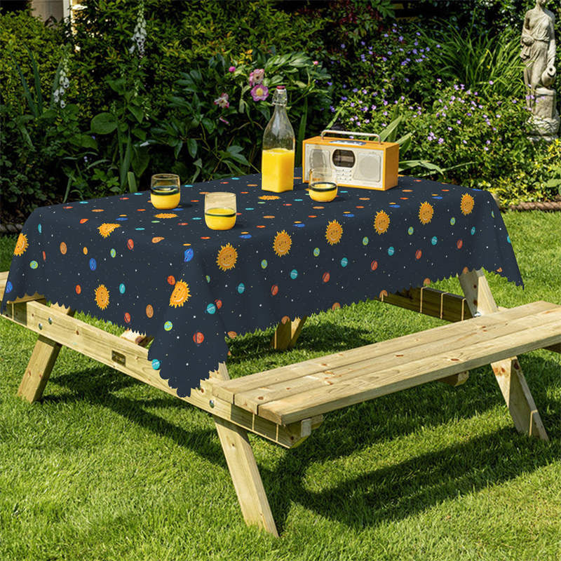 Lofaris Cute Cosmic Planet Sun Party Rectangle Tablecloth