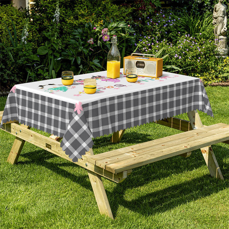 Lofaris Cute Dwarf Floral Hello Easter Kitchen Decor Tablecloth