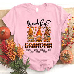 Lofaris Cute Fall Gnomes Thankful Grandma And Kids T - Shirt