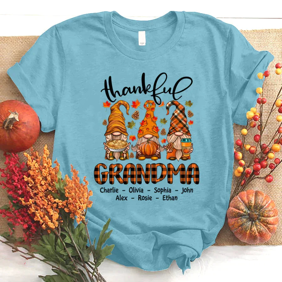 Lofaris Cute Fall Gnomes Thankful Grandma And Kids T - Shirt
