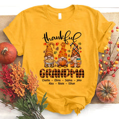 Lofaris Cute Fall Gnomes Thankful Grandma And Kids T - Shirt