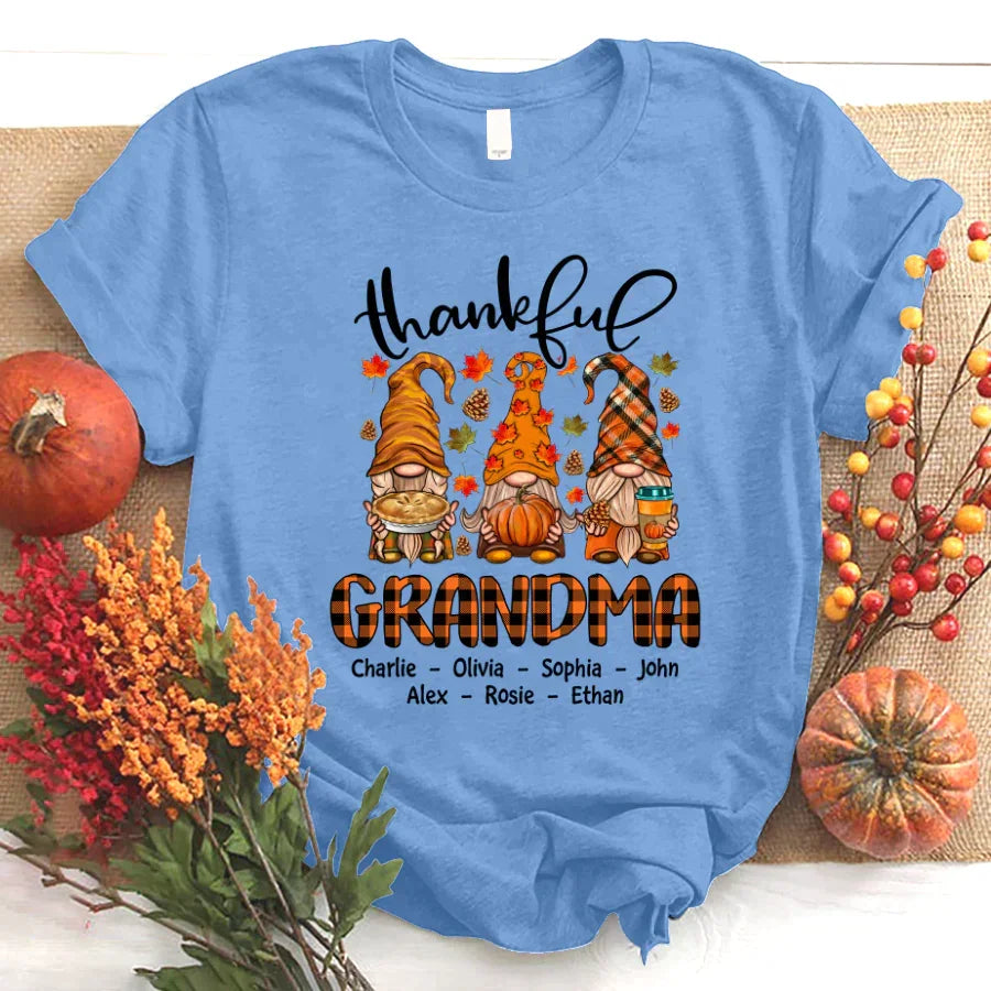 Lofaris Cute Fall Gnomes Thankful Grandma And Kids T - Shirt