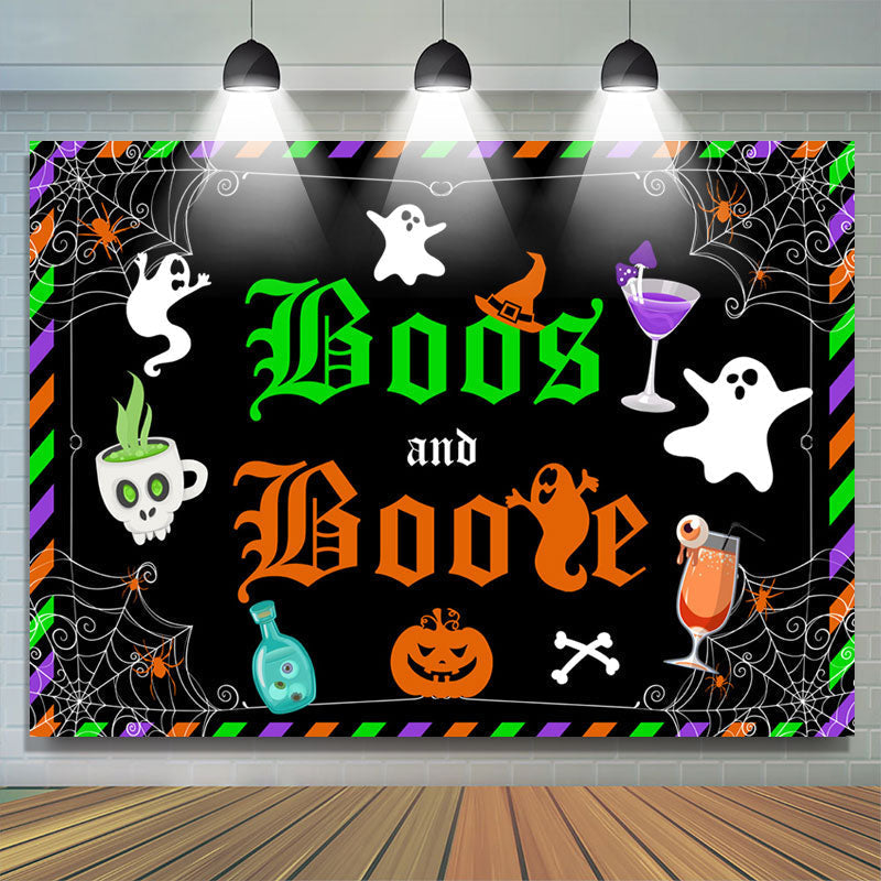 Lofaris Cute Ghost Cobweb Black Halloween Baby Shower Backdrop