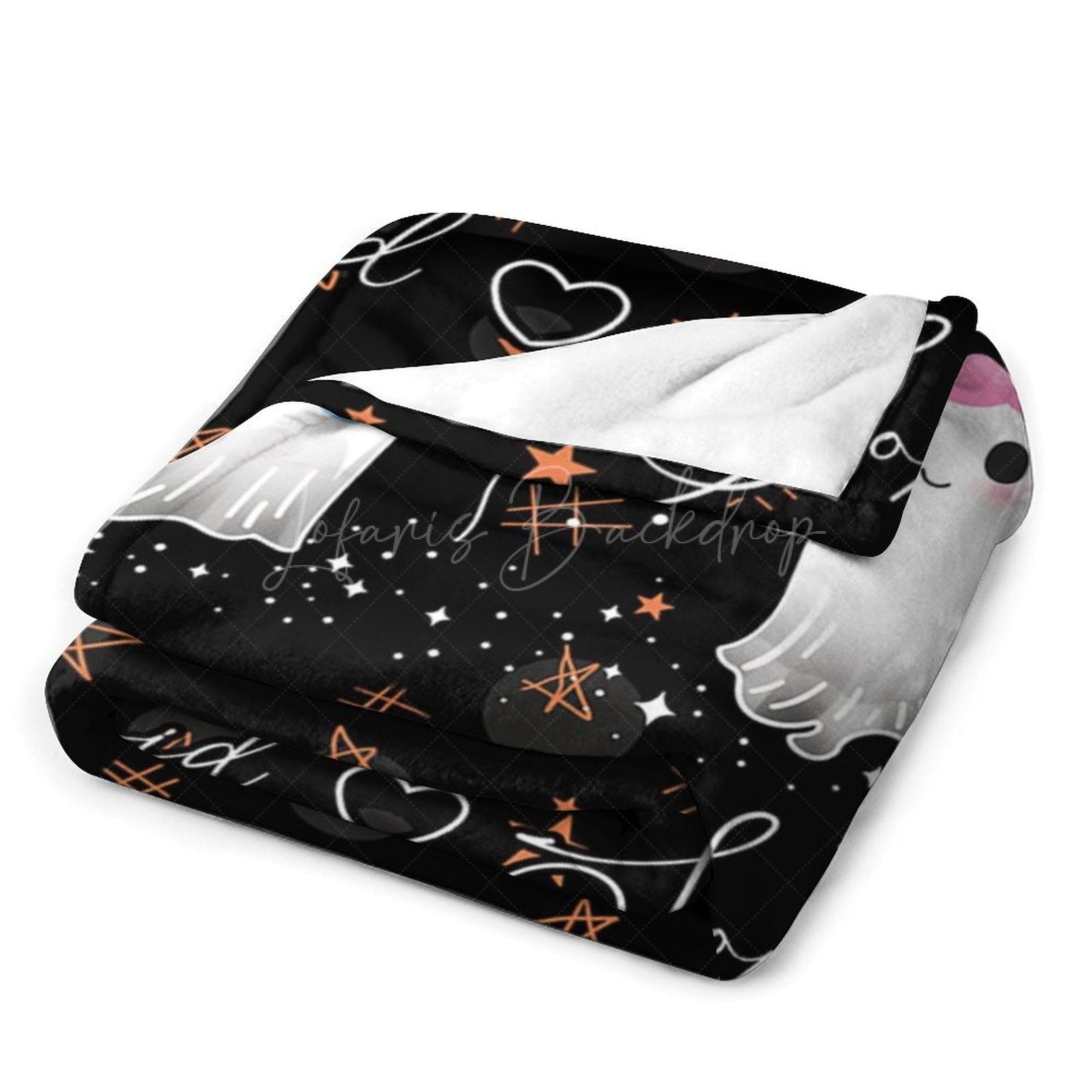 Lofaris Cute Ghost Stars Black Halloween Custom Name Blanket