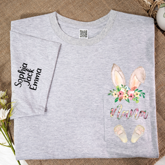 Lofaris Cute Grandma Bunny Grandkids Pocket Easter T-Shirt