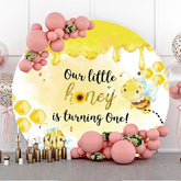 Lofaris Cute Honey Bee Honeycomb Round 1st Birthday Backdrop