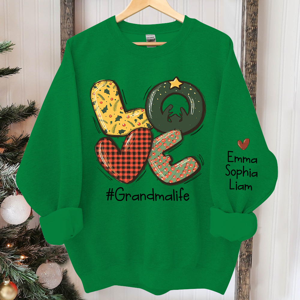 Lofaris Love Christmas Sweatshirt Custom Grandma & Kids Gift TH