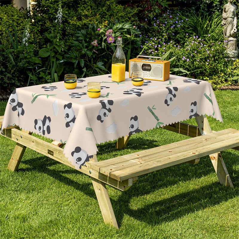 Lofaris Cute Panda Bamboo Cloud Beige Tablecloth For Home Decor