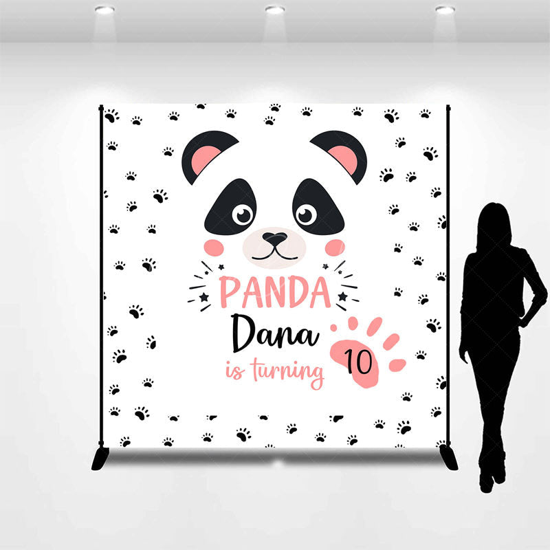 Lofaris Cute Panda Paw Print Custom 10th Birthday Backdrop