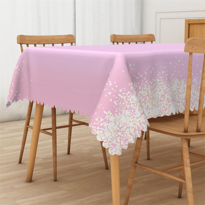 Lofaris Cute Pink White Rectangle Tablecloth for Girl Lady