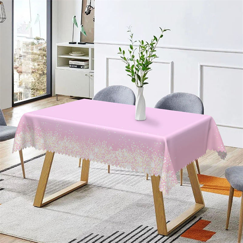 Lofaris Cute Pink White Rectangle Tablecloth for Girl Lady