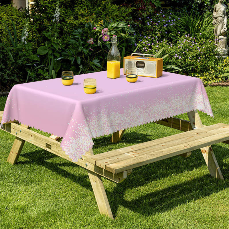 Lofaris Cute Pink White Rectangle Tablecloth for Girl Lady