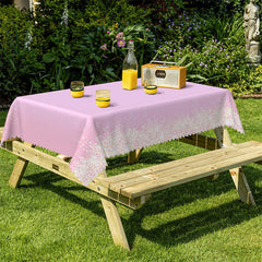 Lofaris Cute Pink White Rectangle Tablecloth for Girl Lady