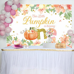 Lofaris Cute Pumpkin Is Turning One Floral Birthday Backdrop