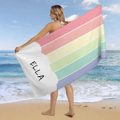 Lofaris Cute Rainbow Cloud Custom Beach Towel For Kids