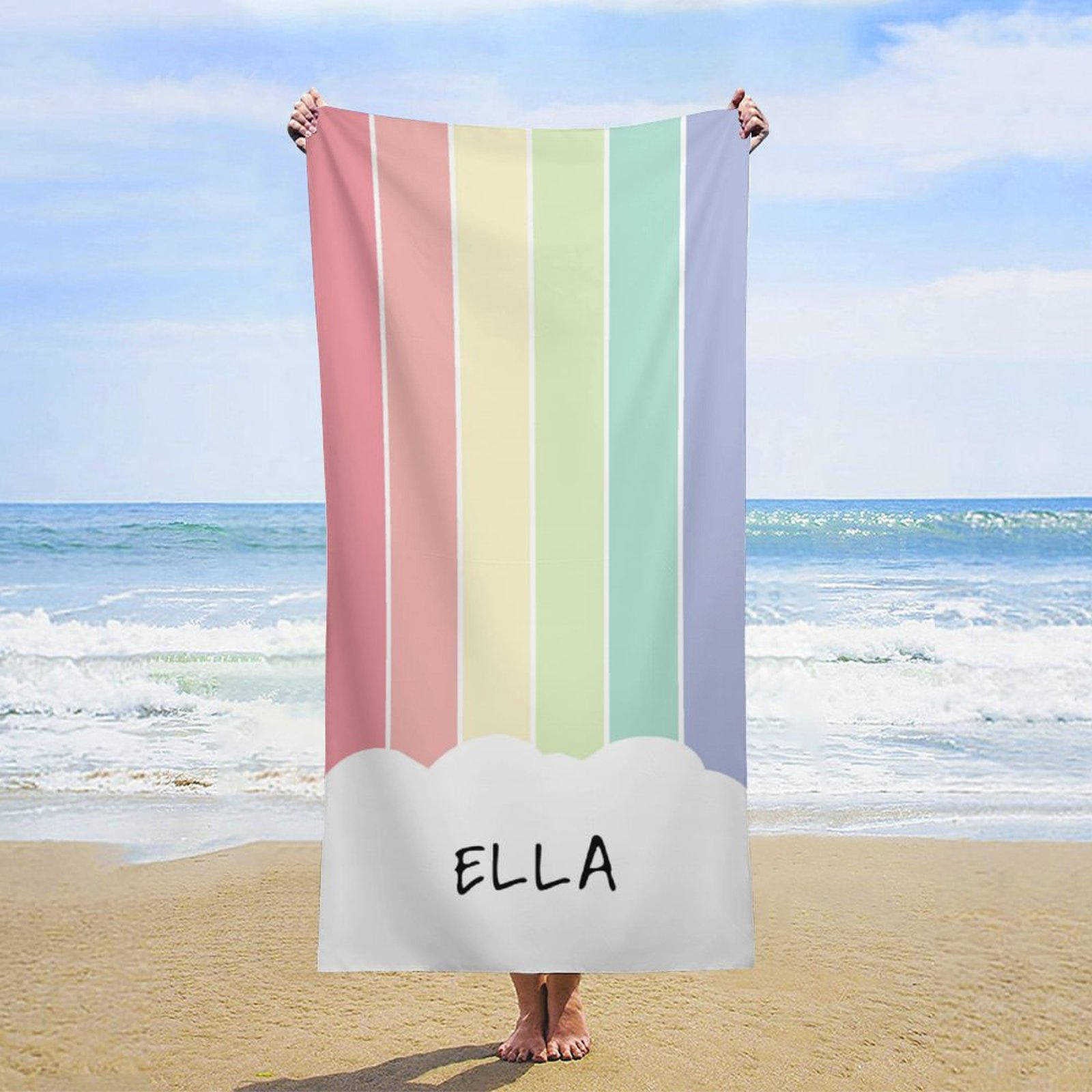 Lofaris Cute Rainbow Cloud Custom Beach Towel For Kids
