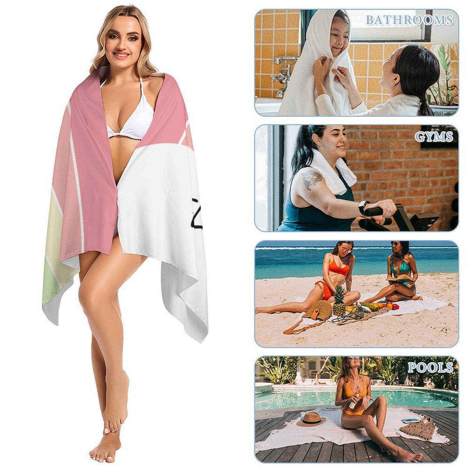 Lofaris Cute Rainbow Cloud Custom Beach Towel For Kids