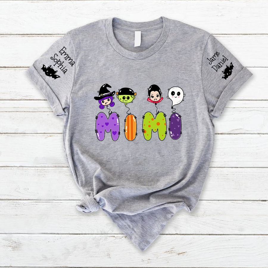Lofaris Cute Spooky Mimi And Kids Custom Name T - Shirt