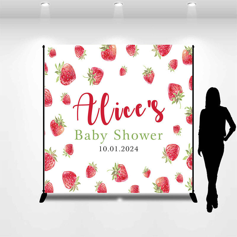 Lofaris Cute Stawberry Custom Baby Shower Party Backdrop