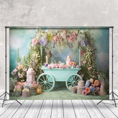 Lofaris Cyan Cart Leaf Floral Spring Backdrop For Photo