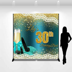 Lofaris Cyan High Heel Pearl Custom 30th Birthday Backdrop