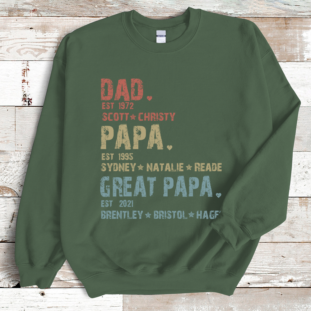 Lofaris Dad Papa Great And Kids Name Custom Sweatshirt