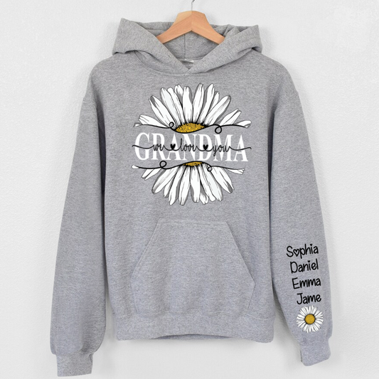 Lofaris Daisy Grandma We Love You Custom Name Gift Hoodie