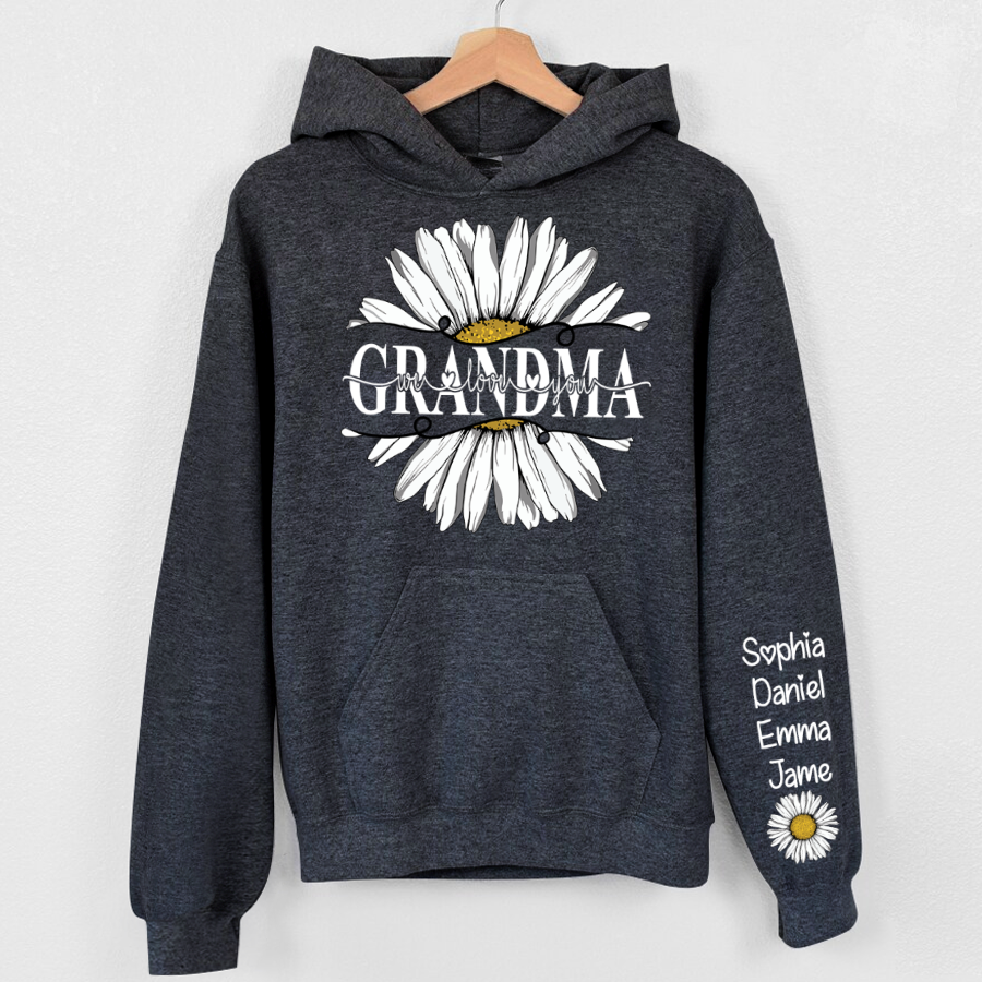 Lofaris Daisy Grandma We Love You Custom Name Gift Hoodie
