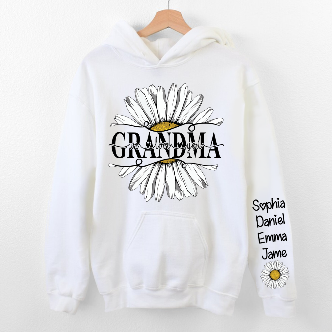 Lofaris Daisy Grandma We Love You Custom Name Gift Hoodie