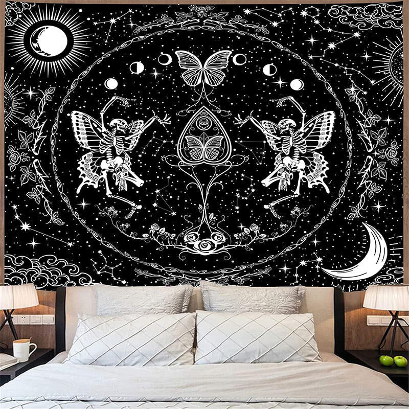 Lofaris Dancing Butterfly Skeleton Moon Star Galaxy Tapestry
