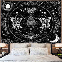 Lofaris Dancing Butterfly Skeleton Moon Star Galaxy Tapestry