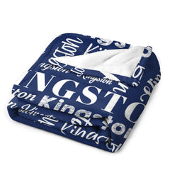 Lofaris Dark Blue Customized Name Text Typeface Warm Blanket