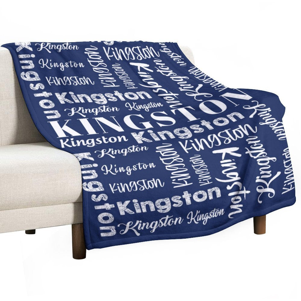 Lofaris Dark Blue Customized Name Text Typeface Warm Blanket