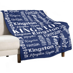 Lofaris Dark Blue Customized Name Text Typeface Warm Blanket