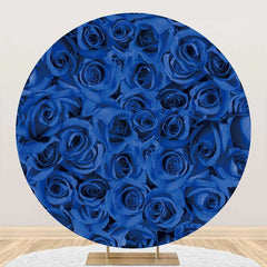 Lofaris Dark Blue Floral Petals Eall Round Wedding Backdrop