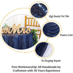 Lofaris Dark Blue Glitter Sequin Banquet Round Table Cover