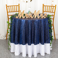 Lofaris Dark Blue Glitter Sequin Banquet Round Table Cover