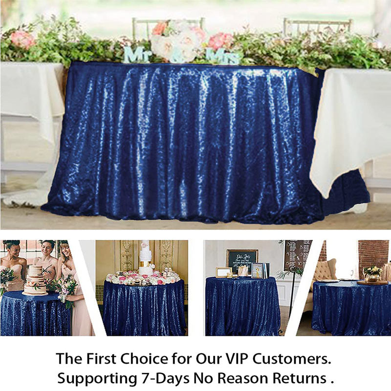 Lofaris Dark Blue Glitter Sequin Banquet Round Table Cover