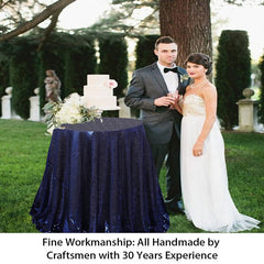 Lofaris Dark Blue Glitter Sequin Banquet Round Table Cover