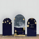 Lofaris Dark Blue Night Planet Golden Star Arch Backdrop Kit